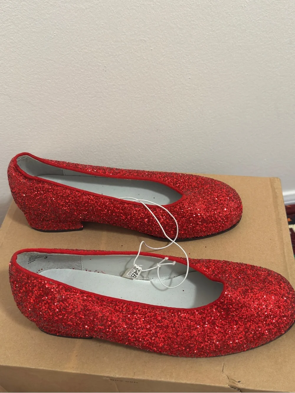 NEW Xhilaration Ruby Red Glitter Block Heel Slipper Party Dress Shoes Size 3